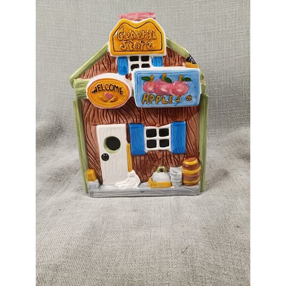 GKRO Ceramic Cookie Jar Retired Little Village General Store 10 x 7 New Open Box - Picture 13 of 16